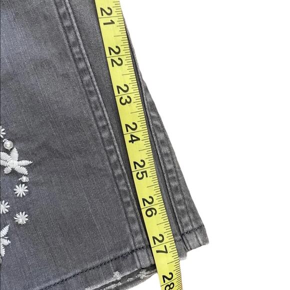 ZARA Jeans Womens Size 12 Gray Mid Rise Ankle Embroidered Flowers Stretchy - Picture 10 of 12